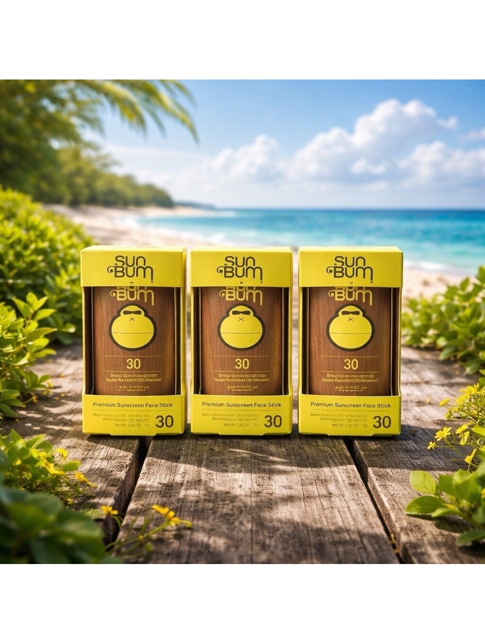 ( 3- Pack) Sun Bum SPF 30 Premium Sunscreen Face Sticks Water Resistant 0.45 Oz